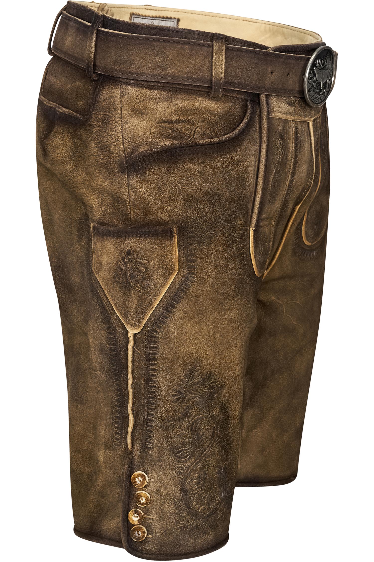 Gamsbock Lederhose Bertl in Hellbraun